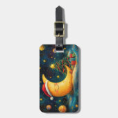 Funny Christmas Moon Galaxy Feier Gepäckanhänger (Vorderseite vertikal)