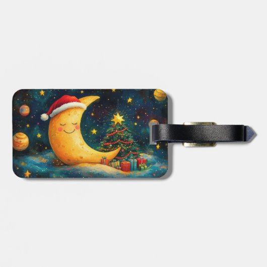 Funny Christmas Moon Galaxy Feier Gepäckanhänger (Rückseite horizontal)