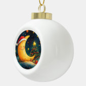 Funny Christmas Moon Galaxy Feier Keramik Kugel-Ornament (Rechts)