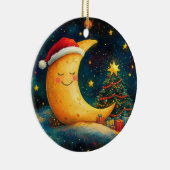 Funny Christmas Moon Galaxy Feier Keramik Ornament (Rechts)