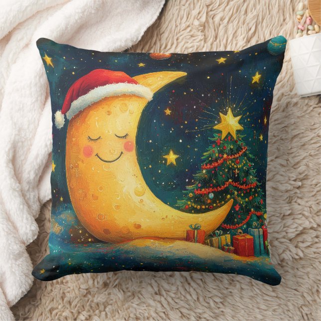 Funny Christmas Moon Galaxy Feier Kissen (Decke)