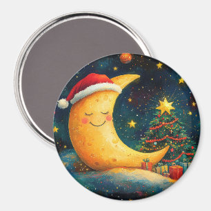 Funny Christmas Moon Galaxy Feier Magnet