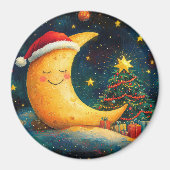 Funny Christmas Moon Galaxy Feier Magnet (Vorne)
