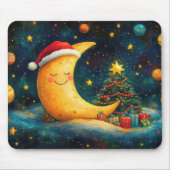 Funny Christmas Moon Galaxy Feier Mousepad (Vorne)