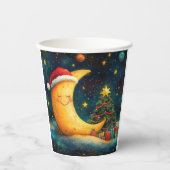 Funny Christmas Moon Galaxy Feier Pappbecher (Vorderseite)