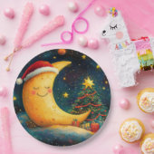 Funny Christmas Moon Galaxy Feier Pappteller (Party)