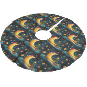 Funny Christmas Moon Galaxy Feier Polyester Weihnachtsbaumdecke (Schrägansicht)