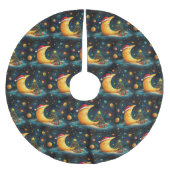 Funny Christmas Moon Galaxy Feier Polyester Weihnachtsbaumdecke (Vorderseite)