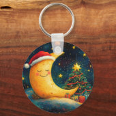 Funny Christmas Moon Galaxy Feier Schlüsselanhänger (Rückseite)