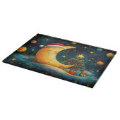 Funny Christmas Moon Galaxy Feier Schneidebrett (Ecke)