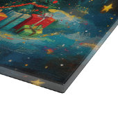 Funny Christmas Moon Galaxy Feier Schneidebrett (Ecke)