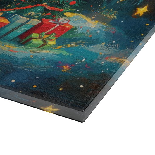 Funny Christmas Moon Galaxy Feier Schneidebrett (Ecke)