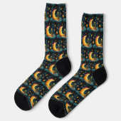 Funny Christmas Moon Galaxy Feier Socken (Linkes Detail)