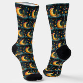 Funny Christmas Moon Galaxy Feier Socken (Gewinkelt)