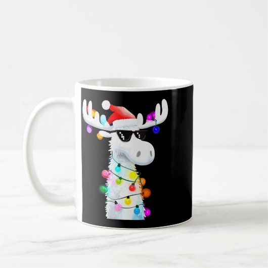 Funny Christmas Moose With Sungles And Holiday Lig Kaffeetasse (Links)