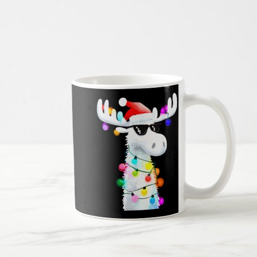 Funny Christmas Moose With Sungles And Holiday Lig Kaffeetasse (Rechts)