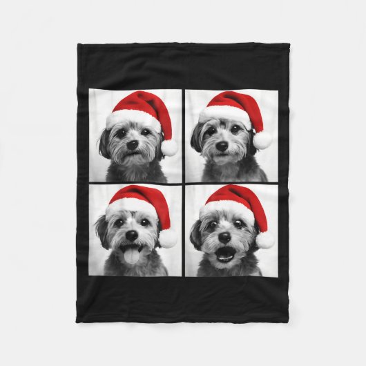 Funny Christmas Morkie Santa Dog Lover Photo Booth Fleecedecke (Vorderseite)