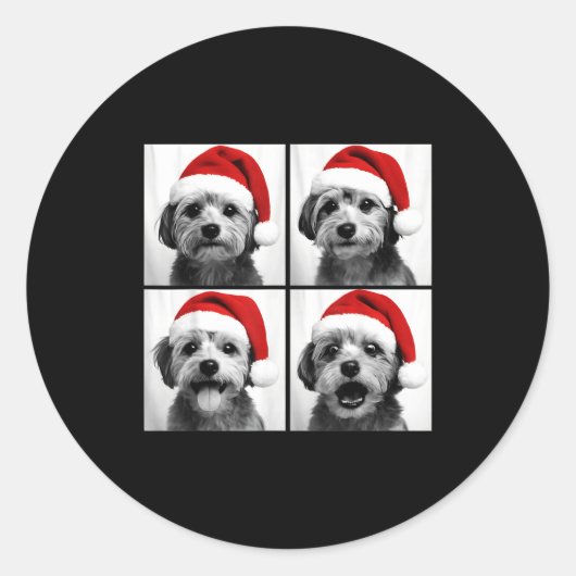 Funny Christmas Morkie Santa Dog Lover Photo Booth Runder Aufkleber (Vorderseite)