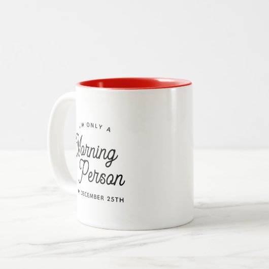 Funny Christmas Morning Person Kleine Geschenk Zweifarbige Tasse (Vorderseite Links)