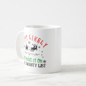 Funny Christmas Most Likely to Make Naughty List Kaffeetasse (Vorderseite Links)