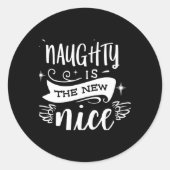 Funny Christmas Naughty Is The New Nice Monogram T Runder Aufkleber (Vorderseite)
