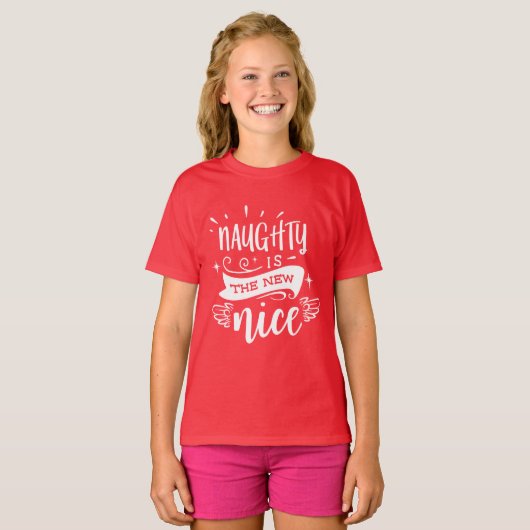 Funny Christmas Naughty ist das neue Nizza Monogra T-Shirt (Vorne ganz)