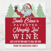 Funny Christmas Naughty List Weihnachtsmann Custom Weinetikett (Einzelnes Label)