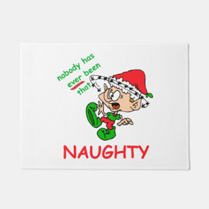Funny Christmas Naughty Overwhelmed Elf Holiday Fußmatte