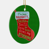 Funny Christmas Naughty Weihnachtsmann Strumpf Jok Keramikornament (Rechts)