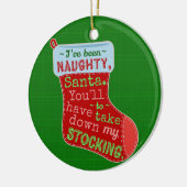 Funny Christmas Naughty Weihnachtsmann Strumpf Jok Keramikornament (Links)