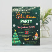 Funny Christmas Neon Sign Party Einladung (Stehend Vorderseite)