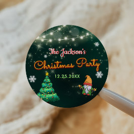 Funny Christmas Neon Sign Party Runder Aufkleber
