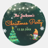 Funny Christmas Neon Sign Party Runder Aufkleber (Vorderseite)