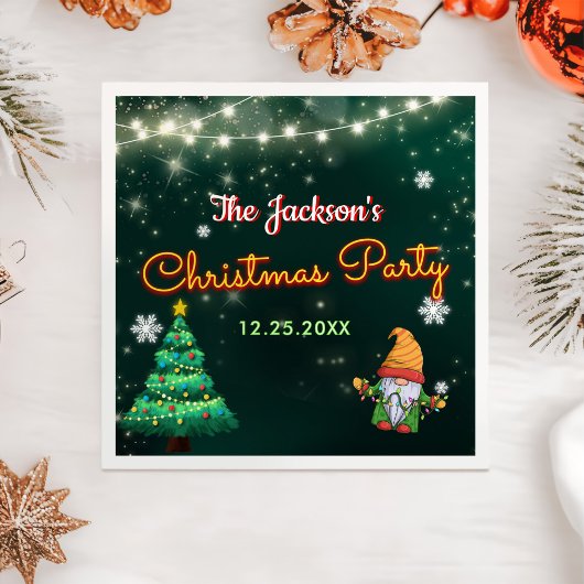 Funny Christmas Neon Sign Party Serviette