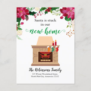 Funny Christmas Neue Zuhause Santa Holiday Moving Ankündigungspostkarte