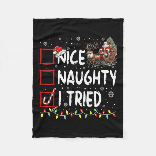 Funny Christmas Nice Naughty I Triday Xmas Fleecedecke (Vorderseite)