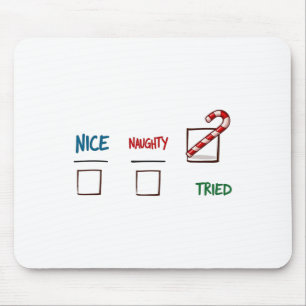 Funny Christmas Nice Naughty I Triday Xmas Mousepad