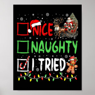 Funny Christmas Nice Naughty I Triday Xmas Poster