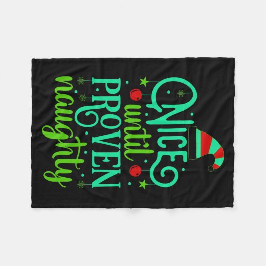 Funny Christmas Nice Until Proven Naughty Fleecedecke (Vorderseite (Horizontal))