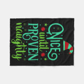 Funny Christmas Nice Until Proven Naughty T Shirt Fleecedecke (Vorderseite (Horizontal))