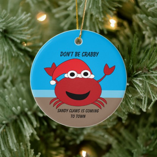 Funny Christmas Niedlich Crab Beach personalisiere Keramik Ornament (Baum)