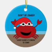 Funny Christmas Niedlich Crab Beach personalisiere Keramik Ornament (Vorne)