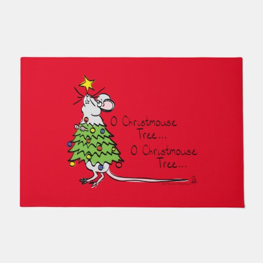 Funny Christmas Niedlich Mouse Tree Cartoon Fußmatte (Vorderseite)