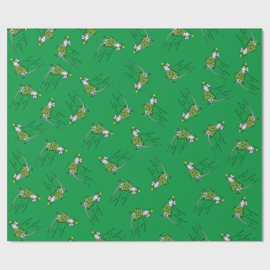 Funny Christmas Niedlich Mouse Tree Cartoon Geschenkpapier (Flach)