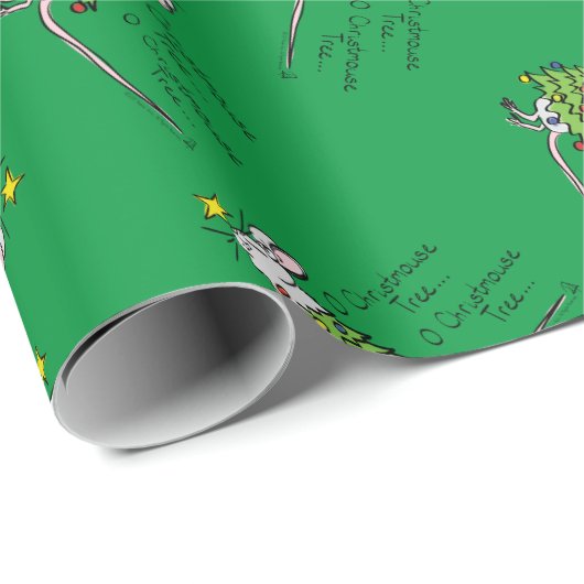 Funny Christmas Niedlich Mouse Tree Cartoon Geschenkpapier (Rolleneckpunkt)