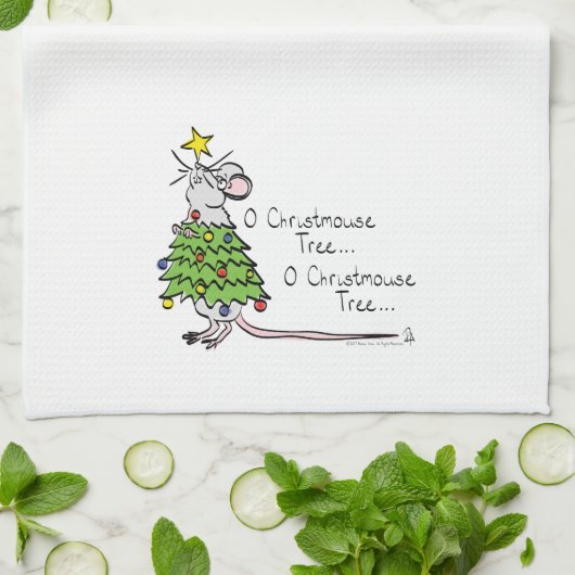 Funny Christmas Niedlich Mouse Tree Cartoon Geschirrtuch (Gefaltet)