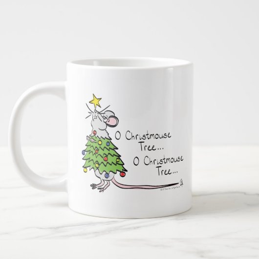 Funny Christmas Niedlich Mouse Tree Cartoon Jumbo-Tasse (Links)