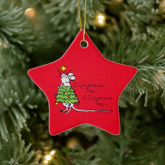 Funny Christmas Niedlich Mouse Tree Cartoon Keramik Ornament (Baum)