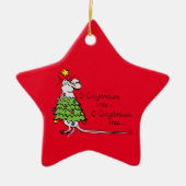 Funny Christmas Niedlich Mouse Tree Cartoon Keramik Ornament (Vorne)