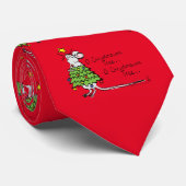 Funny Christmas Niedlich Mouse Tree Cartoon Krawatte (Gerollt)